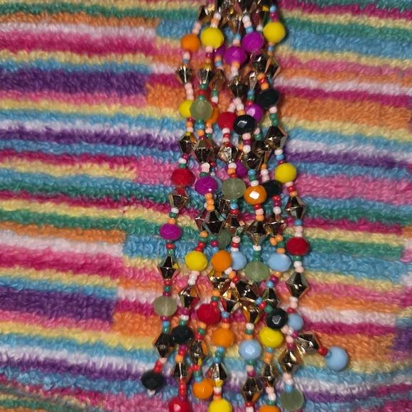 Coco + Carmen Bright Multicolor Beaded Tassel Keychain/ Bag Charm - Picture 4 of 4